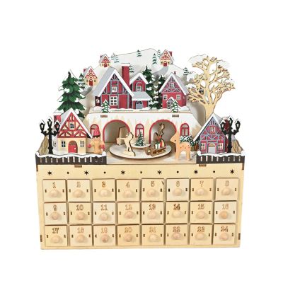 YPBEW Wood Advent Calendar Cabinet with 24 Miniature Drawers Box for Christmas Surprise Planning Christmas Decoration Cabinet with Compartments