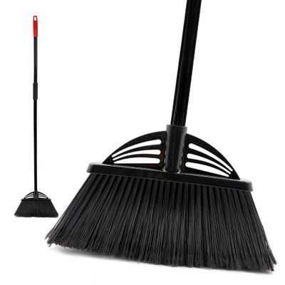 Xifando Four-Section Rod Long-Handled Broom,Heavy-Duty Broom, Angle Broom for Outdoor/IndoorBlack+Red