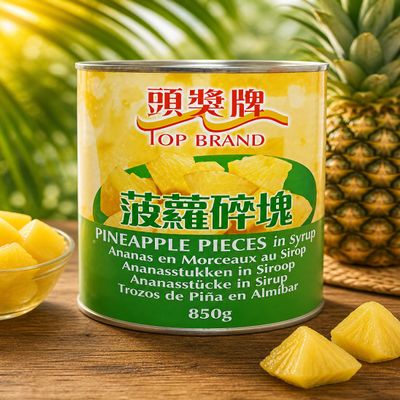 FAKHRI TOP Premium Pineapple Pieces in Light Syrup 850G Sweet, Juicy