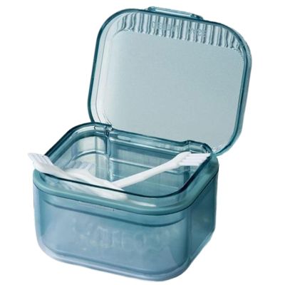 False Teeth Container - Denture Cleaning Case with Strainer, Portable Denture Bath Box, Hygienic Storage Organizer for Retainers, Mouthguards and Dentures | Convenient Night and Travel Care