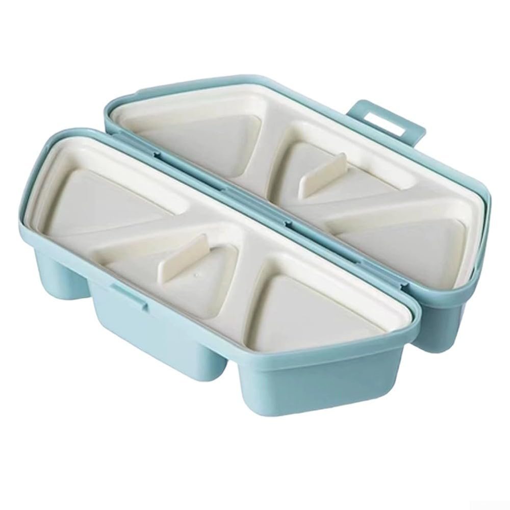GLOBALHUT 6 in 1 Onigiri for MOLD for Triangle Rice Balls, Foldable Portable Sushi Maker Box with Non-Stick for SURFACE, Food Safe Plastic Lunch Kit for Kids Picnic Travel, Blue(1)