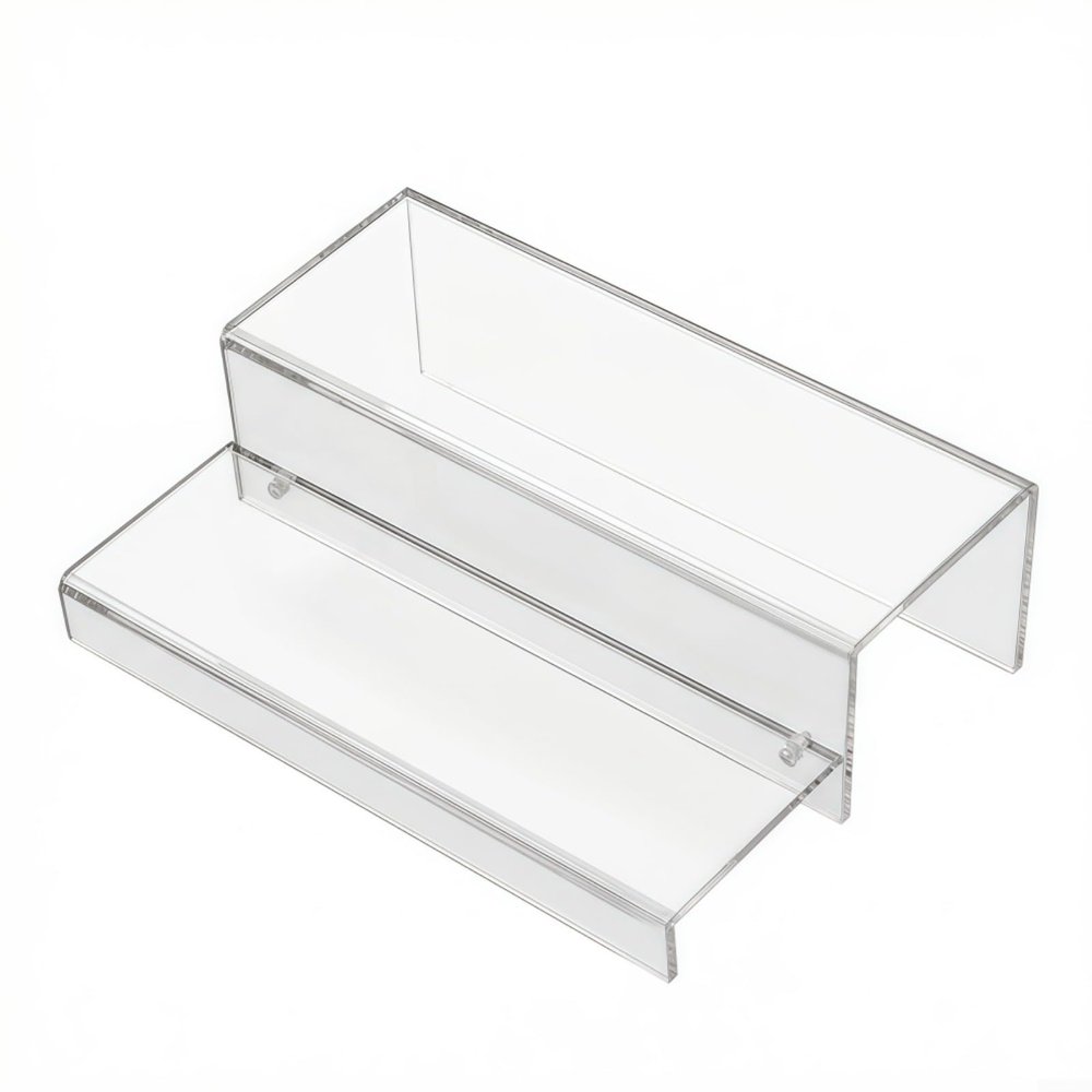 Alanmoship 2-Pack Acrylic Wine Rack 2 Tier Display Stand for Liquor Bottles Whiskey Cake Perfume Bar Shelf Organizer Clear Transparent Home Decor
