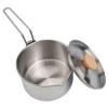 Portable Stainless Steel 1 Liter Kettle Pot with Secure Beech Wood Handle for Boiling and Cooking Outdoors view 2