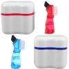 Angoily 2pcs Dentures Cleaning Brush and Retainer Holder Case Set, Elegant European Style Pp+Nylon Material, Comprehensive Oral Care for Travel and Home Use view 1