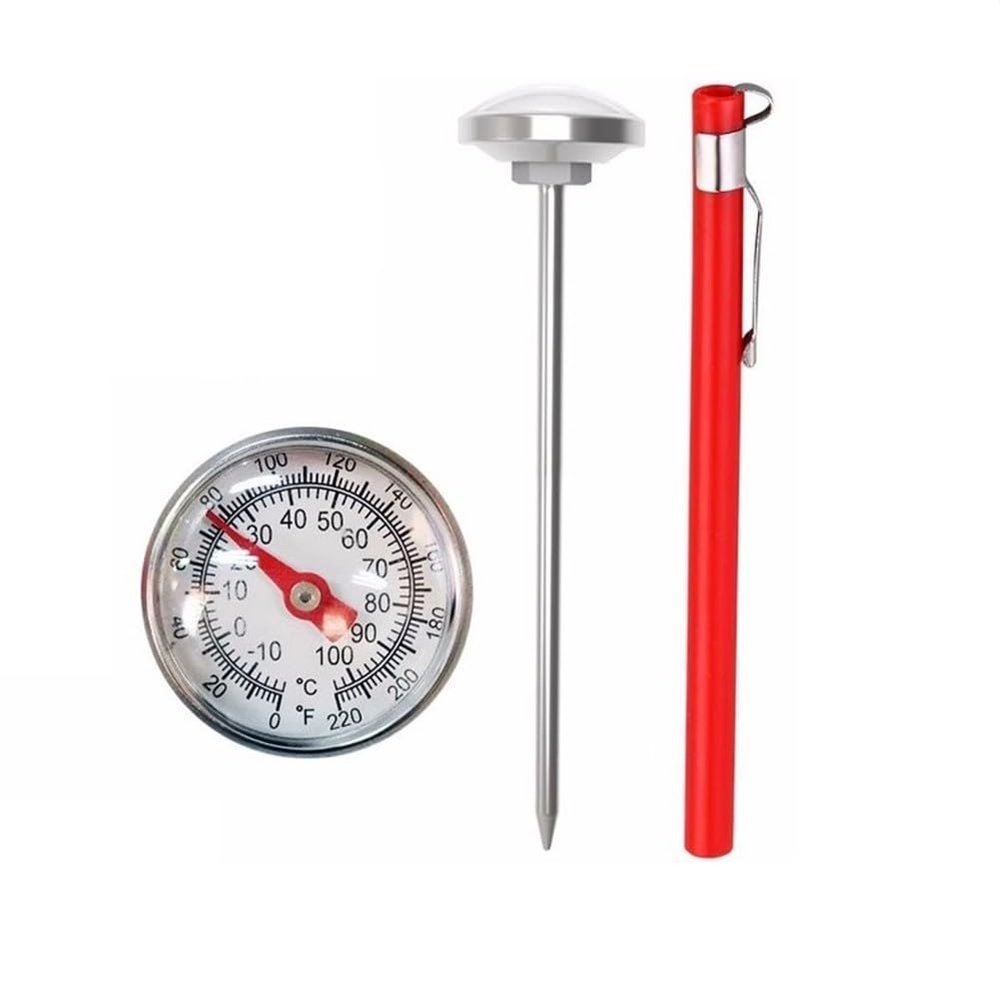 EasyByMall Food Thermometer 304 Stainless Steel 12.5cm High Accuracy 210F 100C Coffee Milk BBQ Meat Food Probe Clip-On Thermometer