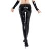 Generisch 2026 Women's Faux Leather Zipper Bodysuit with Tight Trousers for Nightclubs, Dance and Pole Dance Outfits, black, L view 3