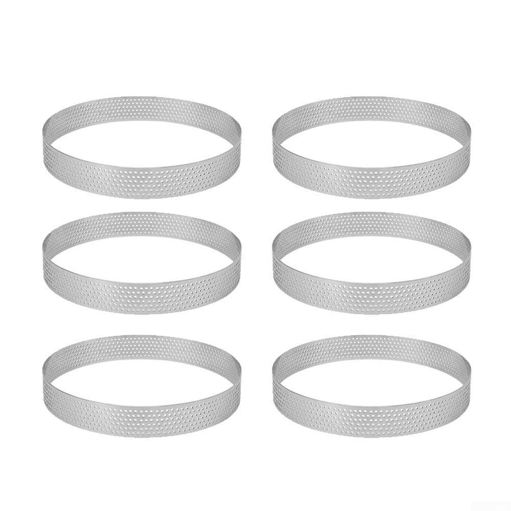 Tart Rings Set 6pcs Stainless Steel for Tarts Pastries Pies Crusts with Reliable High Temp Performance (13cm)