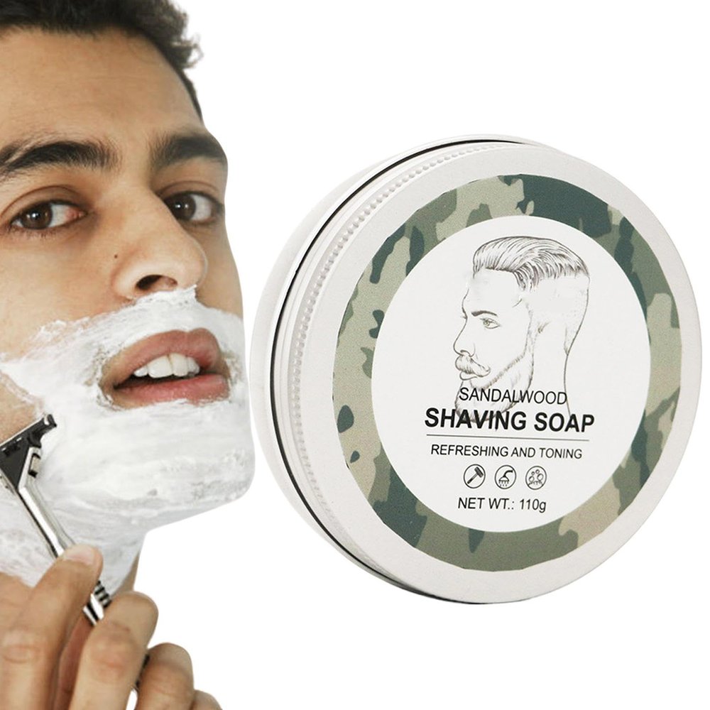 Shaving Soap Balm - 110g Nourishing Beard Trimming, Cream Scented Moisturizing Formula for Smooth Facial Hair Grooming Mild Skin Friendly Shave Soap for Fathers and Men Daily Lather Beard Care