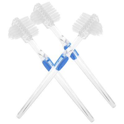 Adorainbow Denture Cleaning Brush Large Multi-Tufted and Angle-Trimmed Brush Double-Sided for 3pcs, and Nylon Material Removes Particles Artificial Teeth and Dentures