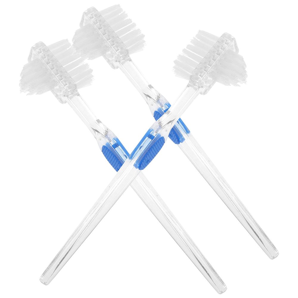 Adorainbow Denture Cleaning Brush Large Multi-Tufted and Angle-Trimmed Brush Double-Sided for 3pcs, and Nylon Material Removes Particles Artificial Teeth and Dentures