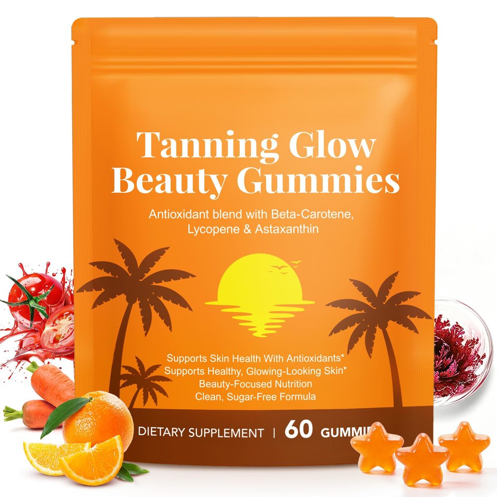 Tanning Gummies, Sunless Tanning Gummies for Women & Men - Astaxanthin Tanning Supplement Support Hydration & Health Radiance Skin - 60 Count - Non-GMO