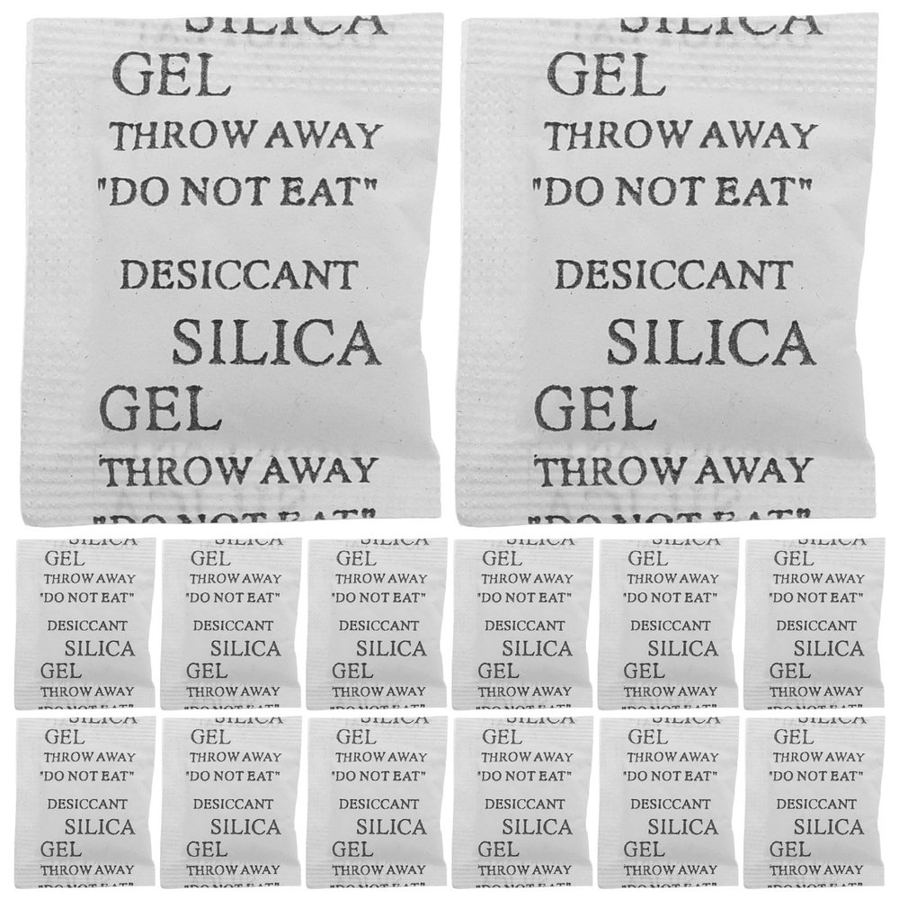 TEHAUX Silica Gel Moisture Absorber Packs High Moisture Absorption 100pcs Reusable Silica Gel Bags for Food Storage and Closet Use for Clothes Jewelry Electronics and Shoe Control