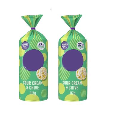 Jumbo Rice Cake Crisps, Pack of 2, Sour Cream & Chive Flavour, Popped Never Fried, 37 kcal per Snack, 117g