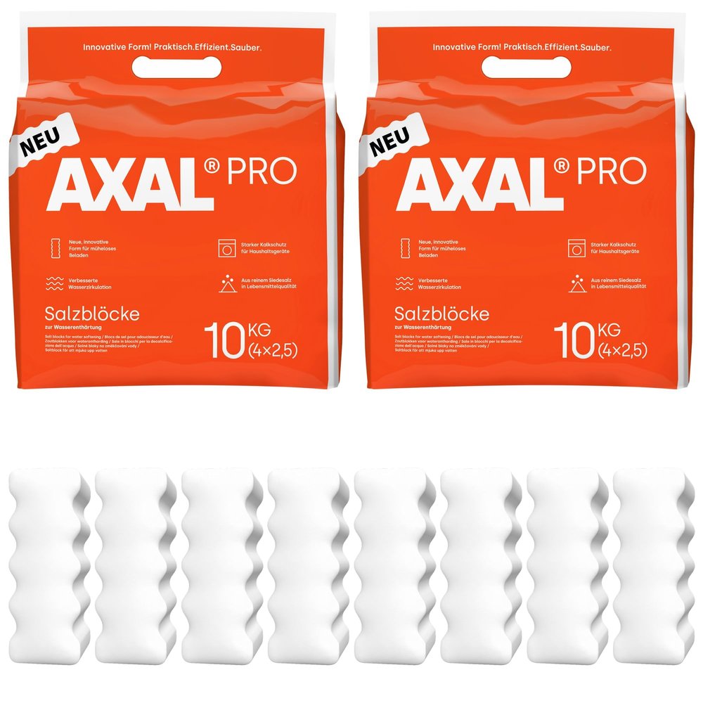 Water Softening Salt Blocks 10kg x 2 | EN973 Grade A Food Grade Salt | High Purity for Water Softeners | Reduces Limescale & Improves Appliance Efficiency | Suitable for Domestic & Commercial Use