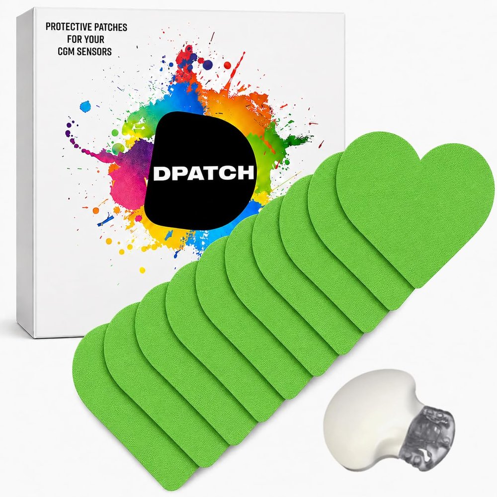 Guardian 4 Heart Patch (20 Pack) Water-Resistant CGM Sensor Covers for Guardian 4, Non-Stick Centre, Strong Adhesive, Long-Lasting Hold Up to 18 Days, Stylish Multicolour Designs (Green)