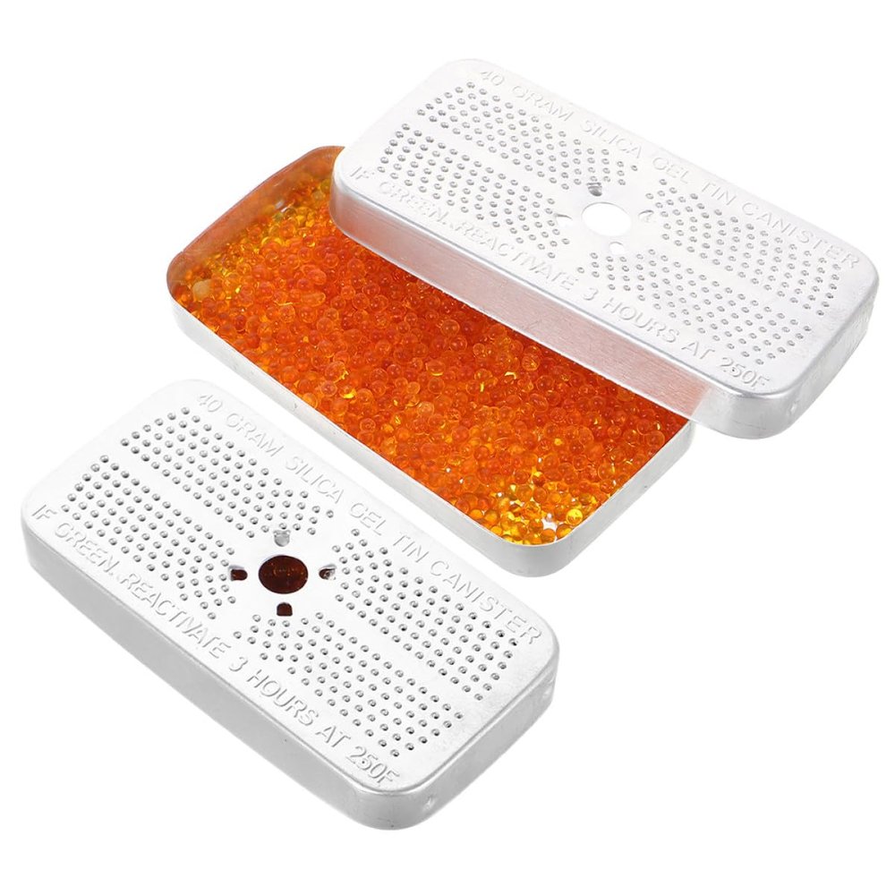 DOITOOL Silica Gel Desiccant Bags Stainless Steel Canister with 2pcs Reusable Moisture Absorbing for Household Items Suitable for Cabinet and Closet Use