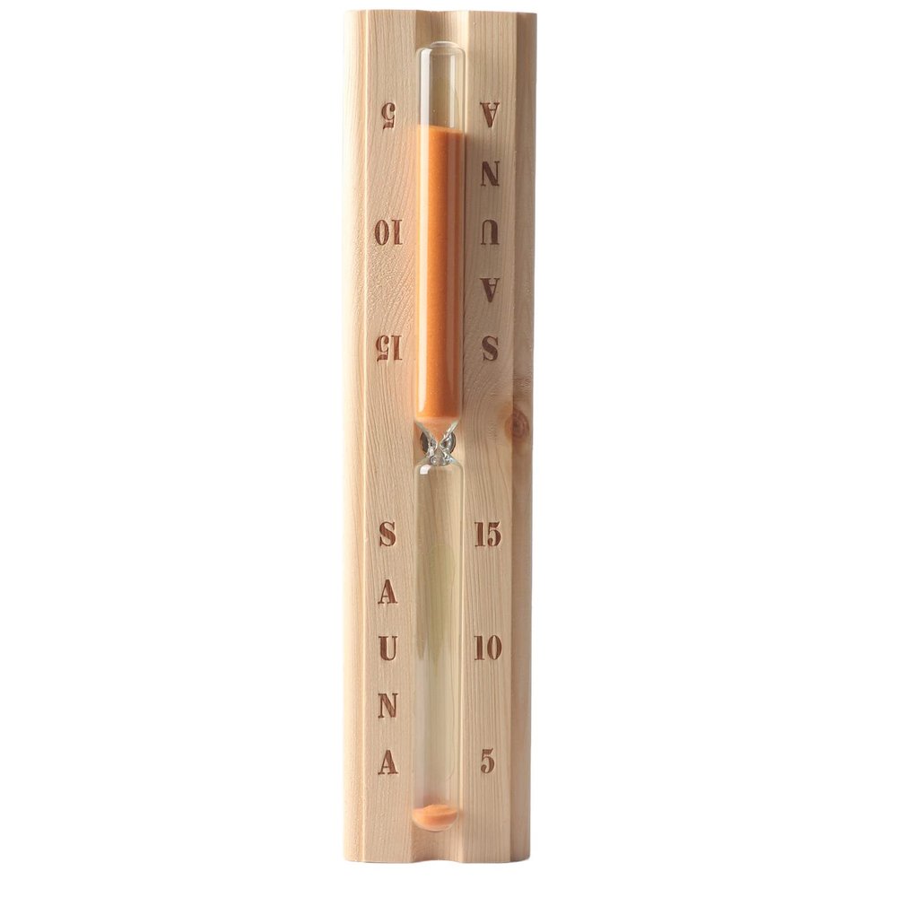 15 Minute Sauna Timer - Wood Hourglass Sand Clock | Accurate 15 - Min Timer for Spa/Steam Room | Wall - Mounted Hourglass Timer for Relaxation/Home Decor | Sturdy Wood & Glass