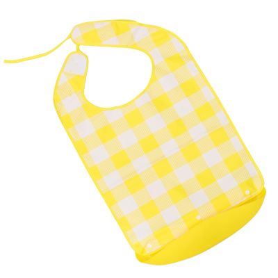 HOMOCONO Adult Large Eating Bib Waterproof Cloth Protector with Food Crumb Catcher Pocket for Elderly Meal Times