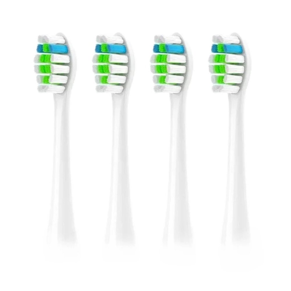 4Pcs Replacement Toothbrush Heads Compatible with Fairywill Electric Toothbrushes Only Fit Model P80 P11 P9 and T9,Black,White(4PCS White)