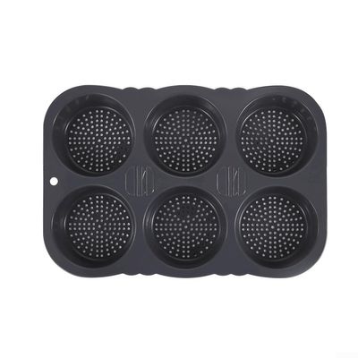 Baking Tray Silicone Hamburger Bun 6 Cavity Nonstick Burger Bun Pan for Homemade Buns and Bread with Easy Release and Flexible Storage