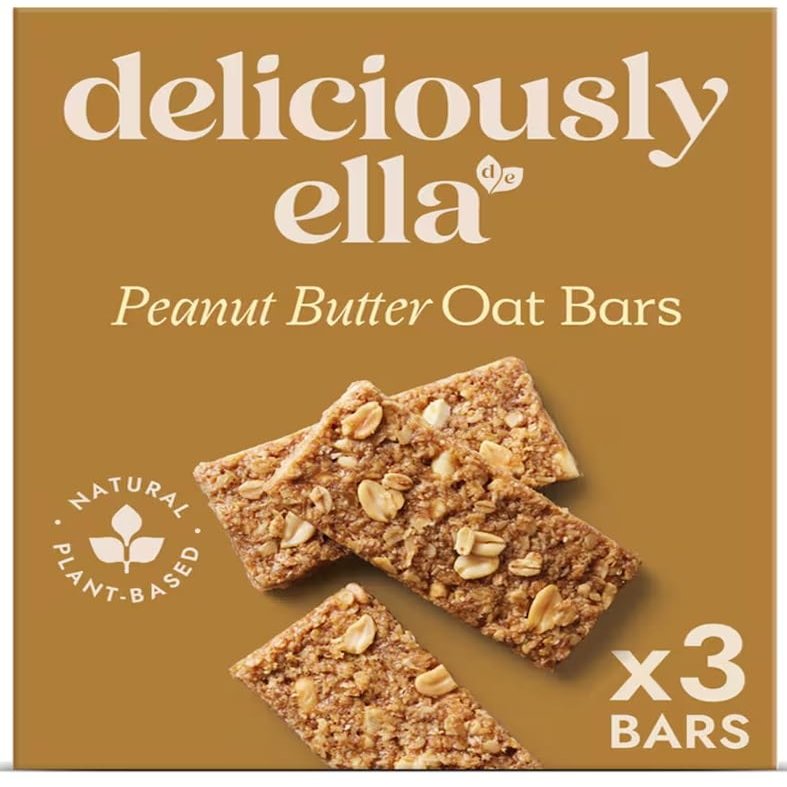 Deliciously Ella Oat Bars 3 x 50g | Natural Plant-Based Snack Bars | Gluten-Free Oats | Vegan | No Added Refined Sugar | Healthy Snack Pack (Peanut Butter)