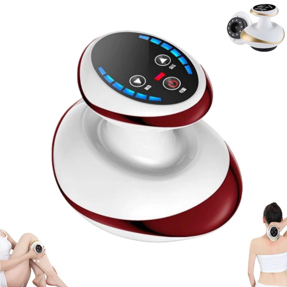 4-in-1 Electric Cupping Therapy Set, Cordless Electric Gua Sha Device for Cellulite Massage Tool with Red Light Heated Suction, Smart Vacuum Cellulite Massager for Full Body Relaxation (Red)