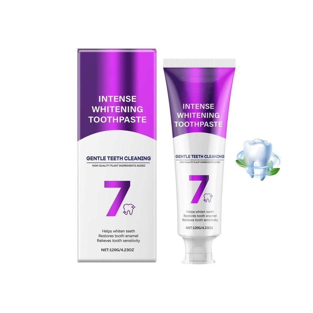7-Pro Intensive Toothpaste, 7 Probiotics & Purple Gel Formula with Exploding Beads for Deep Whitening, Removing Yellow Stains Daily, Long-Lasting Freshing Breath (1)