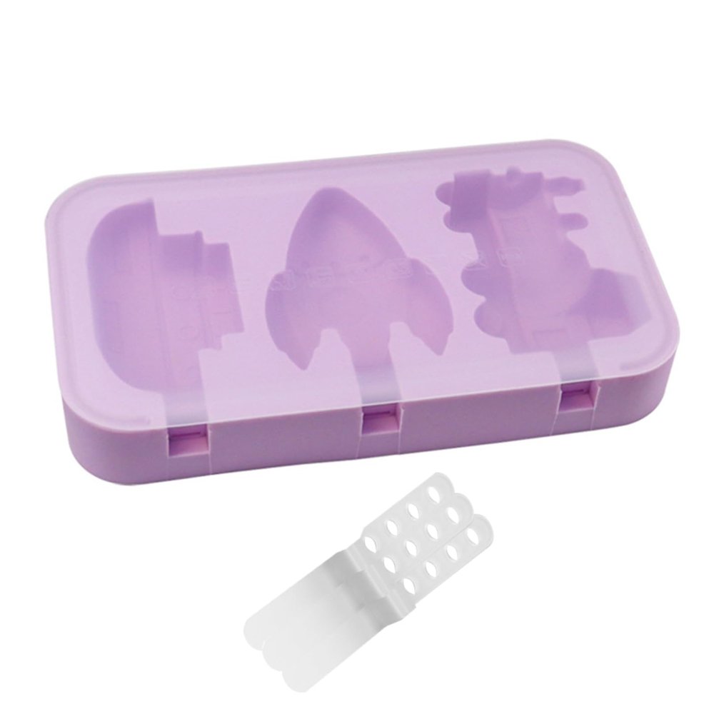 Silicone Ice Cream 3 Cavities Easy Release Dinosaur Car Pineapple Ice DIY Summer Freezer Ice Container Kitchen Supplies