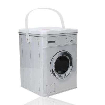 Laundry Detergent Container, Portable Laundry Detergent Storage Box, Washing Machine Shaped Laundrys Detergents Box with Handle and Transparent Window, 6 x 6 x 8.8in