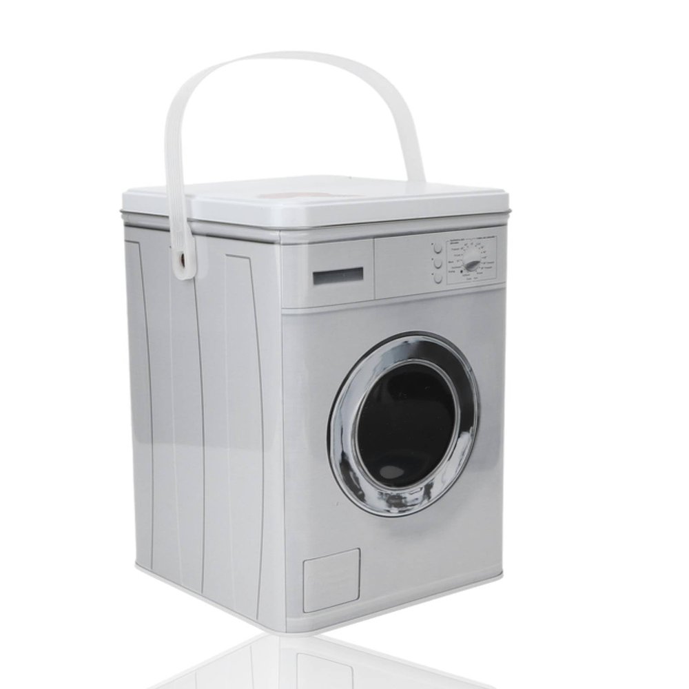 Laundry Detergent Container, Portable Laundry Detergent Storage Box, Washing Machine Shaped Laundrys Detergents Box with Handle and Transparent Window, 6 x 6 x 8.8in