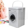 Laundry Detergent Container, Portable Laundry Detergent Storage Box, Washing Machine Shaped Laundrys Detergents Box with Handle and Transparent Window, 6 x 6 x 8.8in view 2