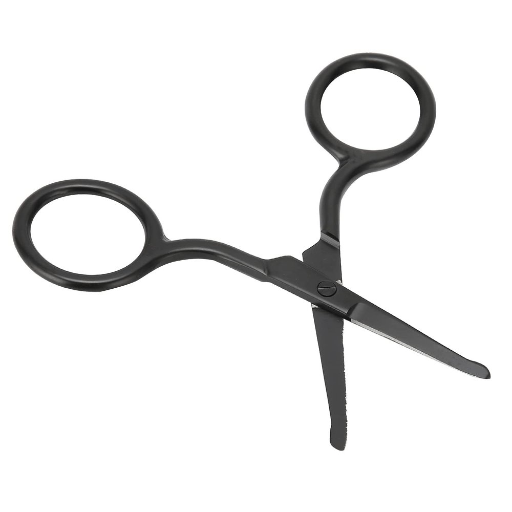 Solinder Nose Hair Scissors, Rounded Tip Stainless Steel Facial Eyebrow Beard Trimmer, Large Finger Hole, Suitable for Nose Hair, Beard, Eyebrow with Rugged Material, Easy to Dis