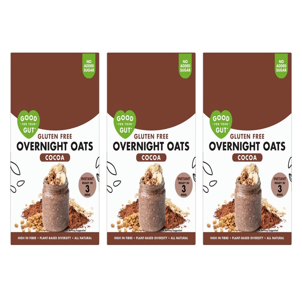 Good For Your Gut Gluten Free Overnight Oats, Cocoa Flavour, No Added Sugar, High in Fibre, Vegan, 350g,Pack Of 3