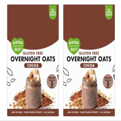 Good For Your Gut Gluten Free Overnight Oats, Cocoa Flavour, No Added Sugar, High in Fibre, Vegan, 350g,Pack Of 2