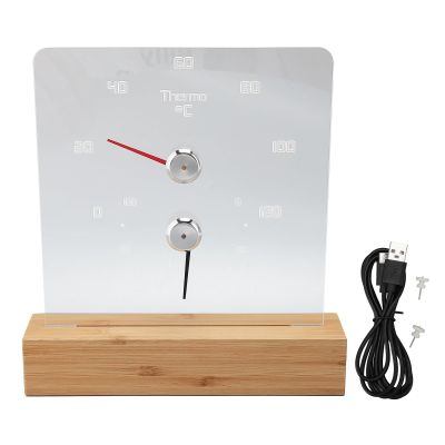 ADMYTHGB 2 in 1 Sauna Temperature Gauge Hygrometer, Wireless Sauna Temp Humidity Monitor with White LED Light, Clear Acrylic and Base for Home Hotel Sauna Room (Celsius Display Range 0C-120C)