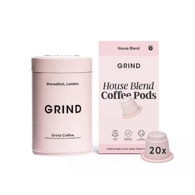 Grind Coffee Tin Bundle 20x Biodegradable Pods with Storage Tin Nespresso Original Compatible 100% Arabica Specialty Grade Gift for Coffee Lovers