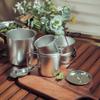 Stainless Steel 304 Camping Cookware Set Includes Large Pot Small Pot Frying Pan Cups Mesh Bag for Backpacking Outdoors view 2