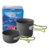 Camping Pot Set with Foldable Handle and NonStick, Made from Hard Anodized Aluminum, Designed for Lightweight Outdoor Cooking and Easy Storage (Orange handle) view 1