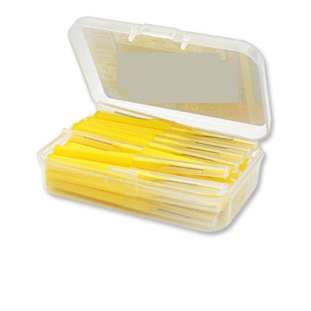 Interdental Brushes 30-50pcs/set Sticks Toothpick Teeth Cleaning Tooth Flossing Head Plastic Interdental Brush(30pcs-Yellow)