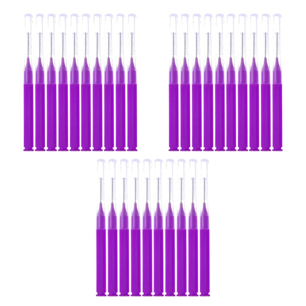 Interdental Brushes 8-40PCS Interdental Brushes Dental Floss Toothpick Braces Brush Tooth Cleaning Tool(Purple 24PCS)