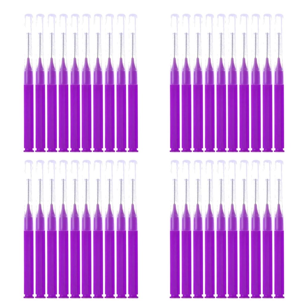 Interdental Brushes 8-40PCS Interdental Brushes Dental Floss Toothpick Braces Brush Tooth Cleaning Tool(Purple 32PCS)