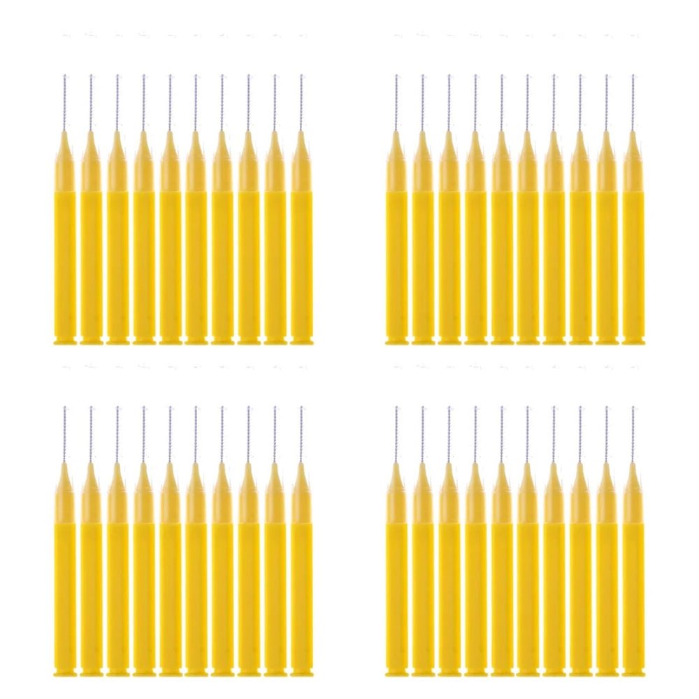 Interdental Brushes 8-40PCS Interdental Brushes Dental Floss Toothpick Braces Brush Tooth Cleaning Tool(Yellow 32PCS)