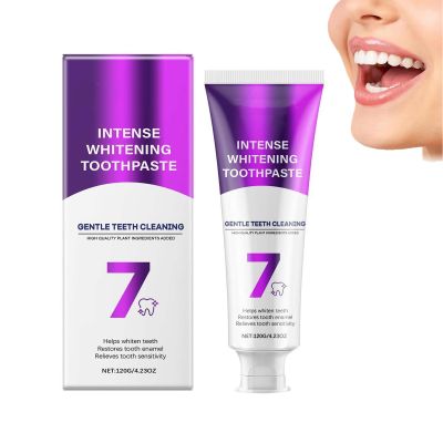 7-Pro Intensive Whitening Toothpaste, 7 Probiotics & Purple Gel Formula with Exploding Beads for Deep Whitening, Deep Cleaning Fresh Breath, Enamelled Protection & Stain Removal(1)
