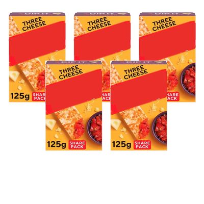 Three Cheese Flatbread Crackers, Pack of 5, High in Fibre and Calcium, Source of Protein, 30 Calories per Thin, British Baked, No Artificial Preservatives, Vegetarian Friendly