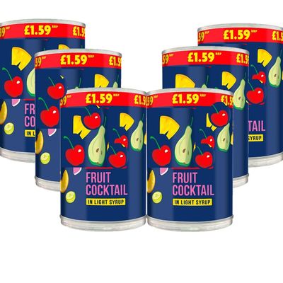 Fruit Cocktail in Light Syrup Tin 410g - Real Fruit No Mess, Ready to Eat and Tasty (6 x Tins)