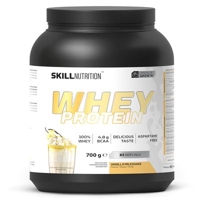 Skill Nutrition Whey Protein | 23g Protein per Serving | High Quality Muscle Building Formula with Great Solubility | Rich Amino Acid Profile | 700g | Vanilla Milkshake