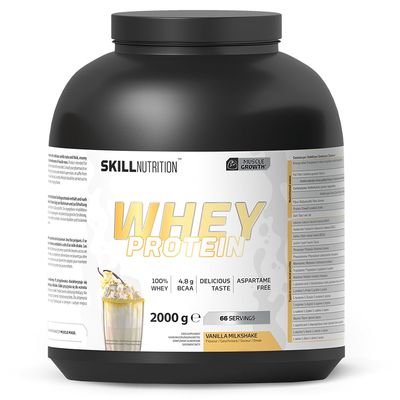 Skill Nutrition Whey Protein | 23g Protein per Serving | High Quality Muscle Building Formula with Great Solubility | Support Muscle Growth and Recovery | 2000g | Vanilla Milkshake