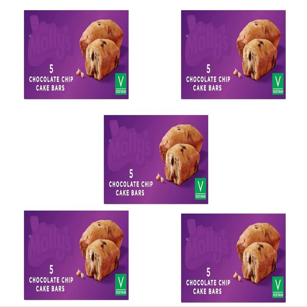 Chocolate Chip Cake Bars Pack of 5,Suitable for vegetarians, making these cake bars a great treat for the whole family to enjoy.