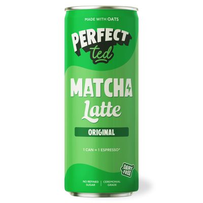 PerfectTed Original Matcha Latte RTD, Ceremonial Grade Matcha, 12 x 250ml Cans, Ready-to-Drink with Gluten-Free Oats | Smooth & Creamy | Dairy-Free | Vegan (12 Pack, Original)