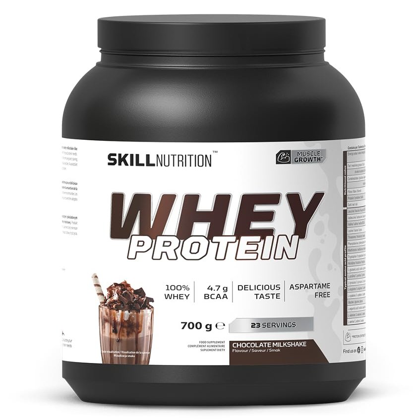 Skill Nutrition Whey Protein | 23g Protein per Serving | High Quality Muscle Building Formula with Great Solubility | Rich Amino Acid Profile | 700g | Chocolate Milkshake